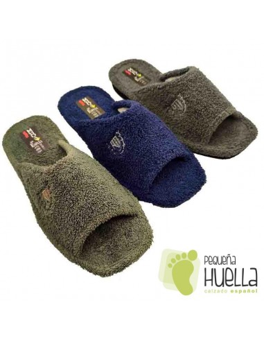 Comprar zapatillas de hombre para casa de toalla rizo español abiertas  Berevëre V7002
