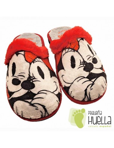 Zapatillas Mickey y Minnie Mouse casa de invierno para chica con piso Gomus