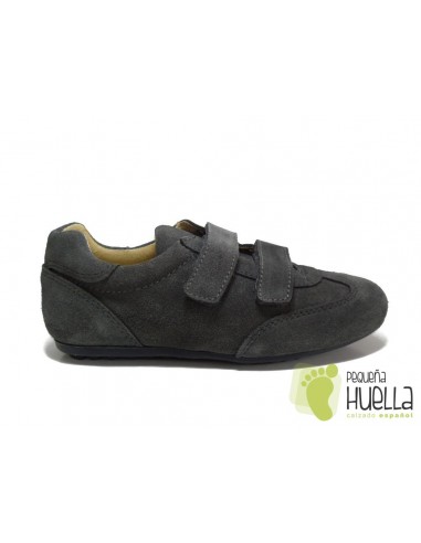 Comprar zapatos blucher grises niño con velcro baratos |Outlet online