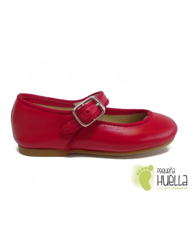 Zapatos Merceditas para niñas de piel rojas baratas en Madrid
